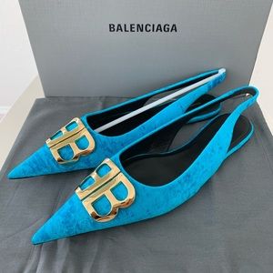Balenciaga leather crushed velvet shoes